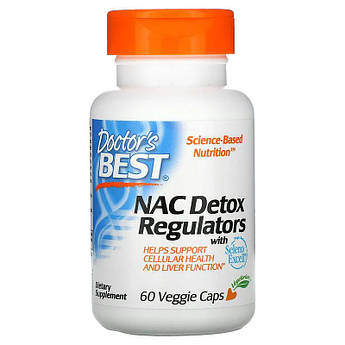 Doctor's Best, NAC (N-Ацетил-L-Цестеїн, АЦЦ, N-Acetyl-L-Cysteine) регулятори детоксикації, 60 капсул