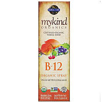 Витамин Б12 500 мкг Garden of Life MyKind Organics Vitamin B12 метилкобаламин в спрее со вкусом малины 58 мл