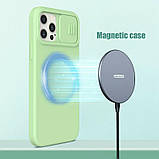 Силіконовий магнітний чохол Nillkin для iPhone 12 Pro Max (6.7 ") CamShield Silky Green із захистом камери, фото 4
