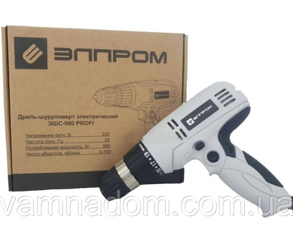 Шуруповерт мережевий Элпром ЕШС-980 PROFI, фото 1