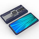 Ударопрочный чехол Combo Ring под маг держ для Xiaomi Redmi 9 синій, ударостійкий чохол з кільцем редмі 9, фото 5