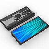 Противоударный чехол Combo Ring под маг держ для Xiaomi Redmi 9 черный, ударостійкий чохол з кільцем і магніт, фото 3