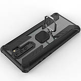 Противоударный чехол Combo Ring под маг держ для Xiaomi Redmi 9 черный, ударостійкий чохол з кільцем і магніт, фото 7