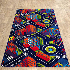 Дитячий килим містечко з дорогами BABY 6045 MAVI - LACIVERT