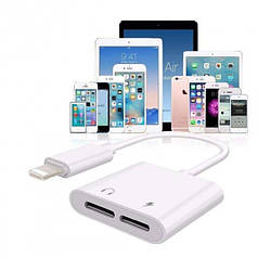 Адаптер-перехідник Alitek для навушників і зарядки Lightning до iPhone, iPad, Білий