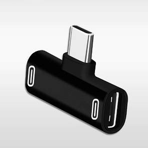 Перехідник адаптер USB Type C для навушників і зарядки Alitek Чорний, фото 2
