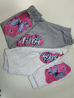 Стильні білі та сірі спортивні штани з написами двонитка, фото 3