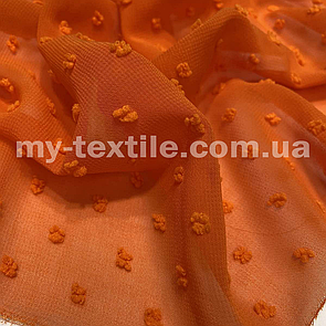 Шифон шовковий жаккард крапочки колір Помаранчевий