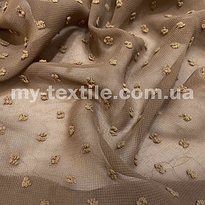 Шифон шовковий жаккард крапочки колір Кава з молоком