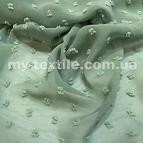 Шифон шовковий жаккард крапочки М'ятний колір