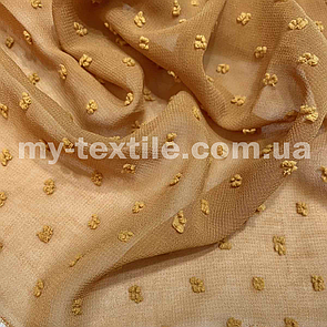 Шифон шовковий жаккард крапочки колір Бежевий темний
