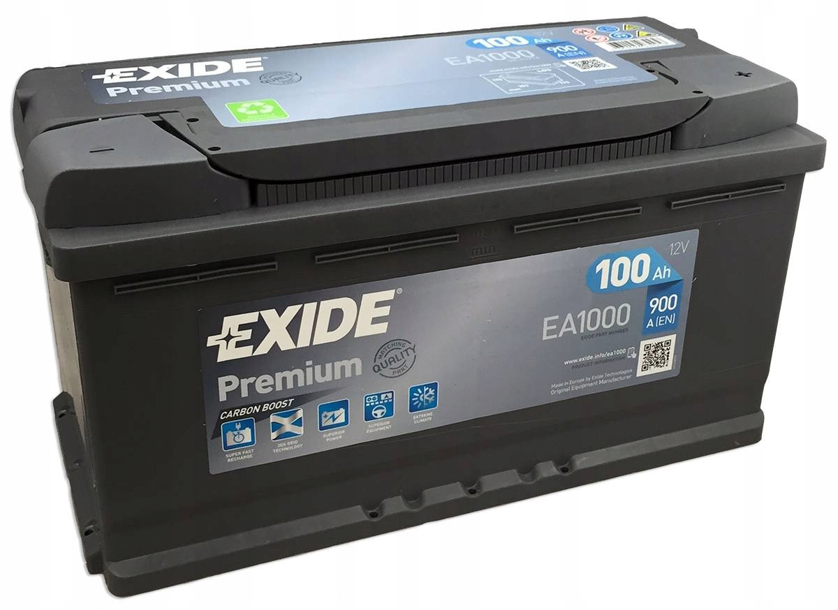 Акумулятор стартерний Exide Premium 6СТ-100 Євро (EA1000)