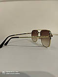 Очки солнцезащитные квадратные Авиаторы коричневые с градиентом унисекс Чоловічі сонцезахисні окуляри, фото 5