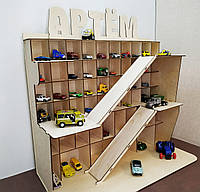 Дерев'яний гараж для машинок. Паркінг.