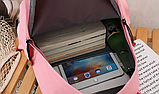Комплект 4 в 1. Крутий рожевий рюкзак. Жіночий портфель пудра. Рожева сумка-шопер. ДР09, фото 2