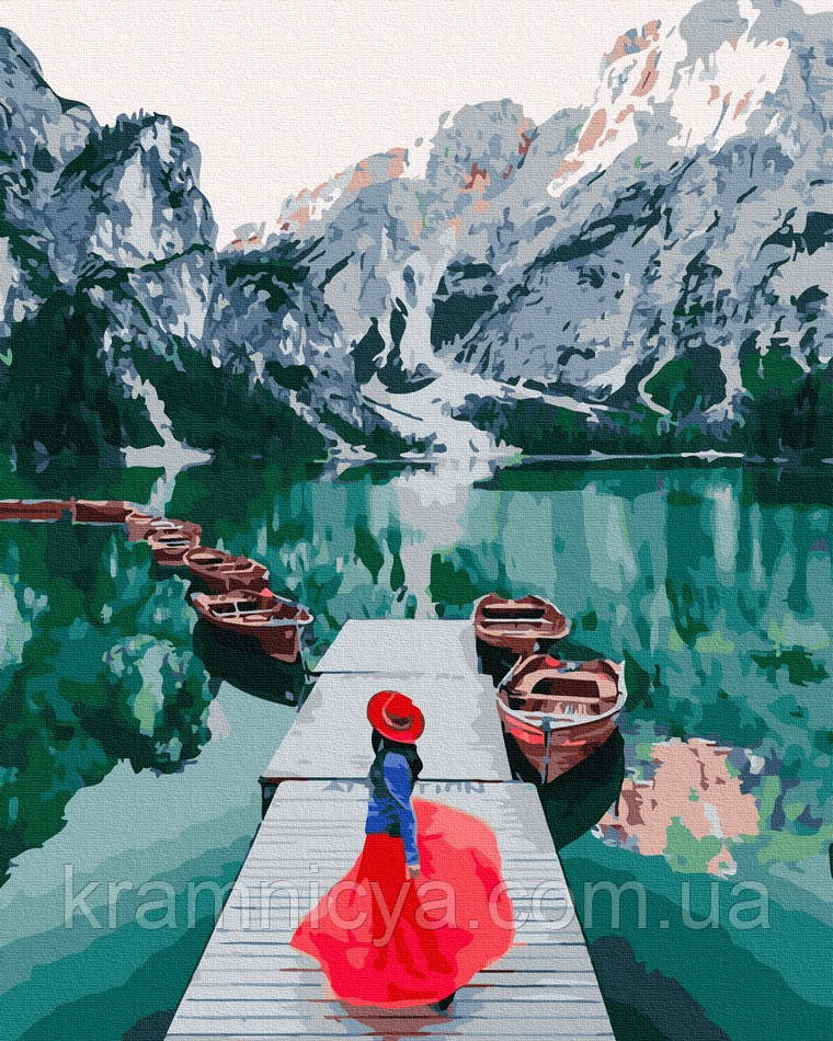 Картина за номерами 40x50 Дівчина в червоному (GX39410), фото 1