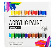 Набір акрилових фарб для малювання Yover AcryLic Paint 24 кольори в тубах по 12 мл.