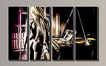 Модульна картина на полотні з 4-х частин "Дівчина біля роялю" ( 54х88 см )