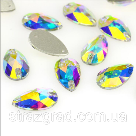 Стрази пришивні PREMIUM Краплі Crystal AB Скло 7х12мм