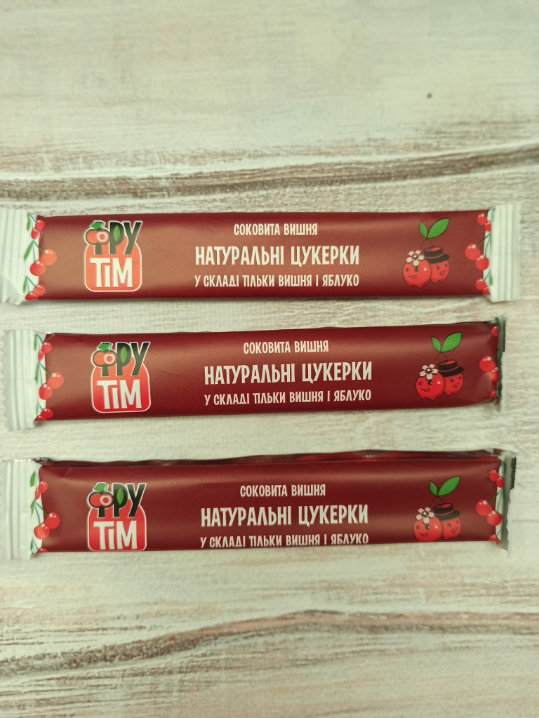 Пастила натуральні цукерки без цукру Фруттім "Яблуко+Вішня" 20 грамів