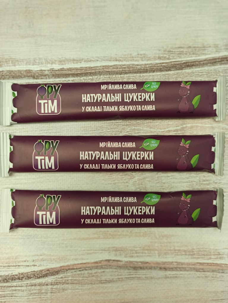 Пастила натуральні цукерки без цукру ФруТим "Яблуко+Слива" 20 грамів