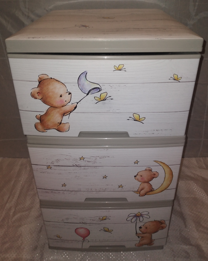 Комод на 3 ящики ведмедики Алеана (кремові)