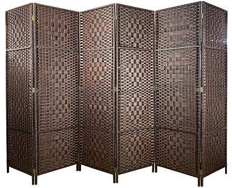 Ширма з дерев'яним каркасом, 180 х 300 х 2 см, коричневий, фото 1