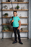 Теніска поло хлопчик, з коротким рукавом, м'ятна, SmileTme, Смайл Тайм, Classic