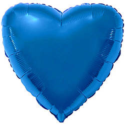 Гелієва куля серце 45см фольговані синє