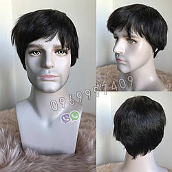 🤵♀️ Натуральний чоловічий парик (мужской парик) чёрный