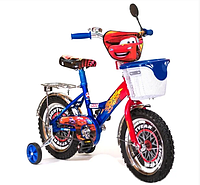 Детский двухколесный велосипед Mustang Тачки 12 дюймов с корзинкой синий**