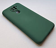 Силиконовый чехол soft touch с микрофиброй для Xiaomi Redmi Note 9 темно-зеленый