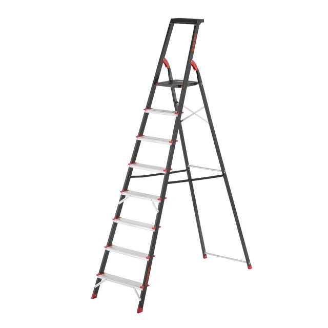 Стрем'янка 8 ступенів, лоток для інвентарю, сталевий профіль, висота верхньої сходинки 1720 мм, 527х1437х2221мм, mst mst, фото 1