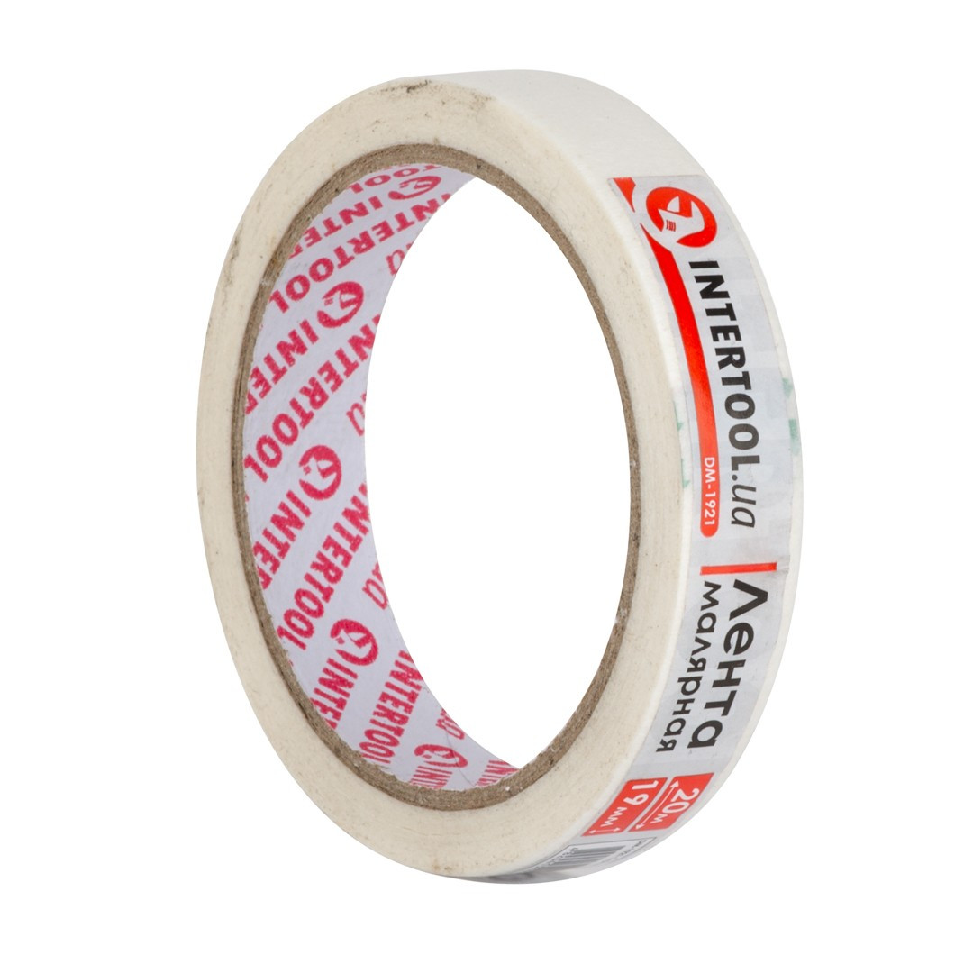 Стрічка малярна 19мм, 20м, біла INTERTOOL DM-1921 mst mst, фото 1