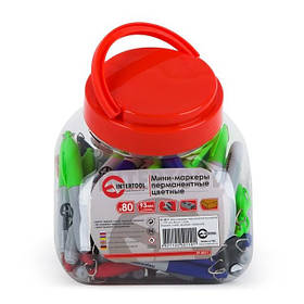 Міні-перманентні маркери кольорові, L= 93 мм, 80 шт/упак. (чорний, синій, зелений, червоний) INTERTOOL KT-5011 mst mst