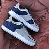 Кросівки жіночі Nike Air Force 1 Shadow шкіряні Сірий/Синій без бренду, фото 6