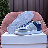 Кросівки жіночі Nike Air Force 1 Shadow шкіряні Сірий/Синій без бренду, фото 7