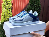 Кросівки жіночі Nike Air Force 1 Shadow шкіряні Сірий/Синій без бренду, фото 5