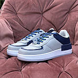 Кросівки жіночі Nike Air Force 1 Shadow шкіряні Сірий/Синій без бренду, фото 3