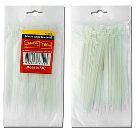 Хомут пластиковий білий (стяжка нейлонова), 3.6x150 мм INTERTOOL TC-3615 mst mst