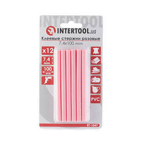 Комплект рожевих клейових стрижнів 7.4 мм*100мм, 12шт. INTERTOOL RT-1047 mst mst