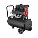 Компресор 24 л 1.1 кВт 2-циліндровий малошумний безмасляний INTERTOOL PT-0026 повітряний компресор, фото 4