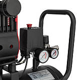 Компресор 24 л 1.1 кВт 2-циліндровий малошумний безмасляний INTERTOOL PT-0026 повітряний компресор, фото 8