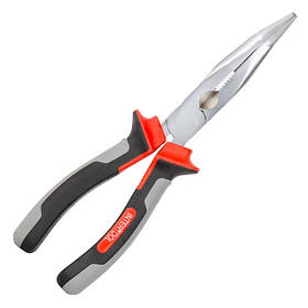 Щипці подовжені вигнуті 200 мм CrV з ізольованими рукоятками INTERTOOL NT-0225 mst mst