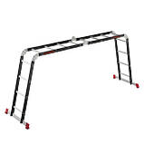 Драбина багатофункційна трансформер 4х4ступени, сталевий профіль, 4450мм, 150 кг INTERTOOL LT-0024 mst mst, фото 3