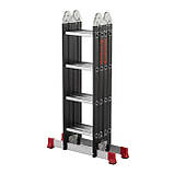 Драбина багатофункційна трансформер 4х4ступени, сталевий профіль, 4450мм, 150 кг INTERTOOL LT-0024 mst mst, фото 9