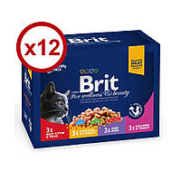 Brit Premium Cat pouch 100 г *12шт — сімейна тарілка асорті 4 смаки для кішок