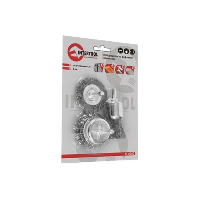 Набір дротяних щіток для дрилі INTERTOOL BT-0300 mst mst, фото 1