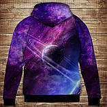 Толстівка-кенгуру з 3D принтом Космос і пурпурна планета ВСІ Розміри, фото 2