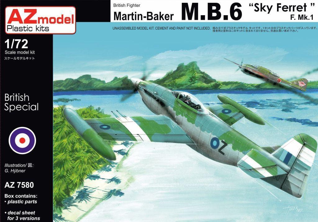 Пластикова модель 1/72 AZ model 7580 британський винищувач Martin Baker MB.6 „Sky Ferret“